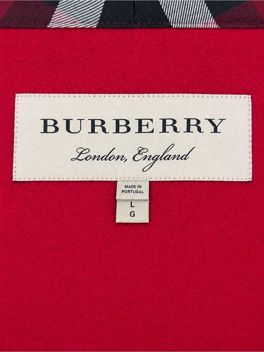 Burberry Red Cotton Zip Up Sweatshirt/Hoodie L Nova Check Plaid Hood EUC - Picture 6 of 11